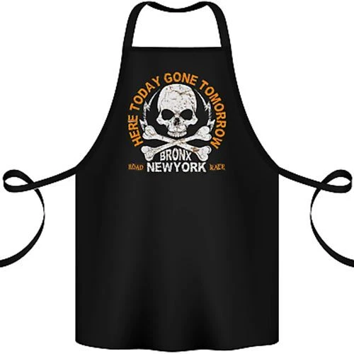 Biker Skull Here Today Motorbike Motorcycle Cotton Apron 100% Organic