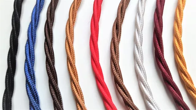 Braided Cable fabric twisted 3 Core 0.50mm Ideal for chandeliers and lamps