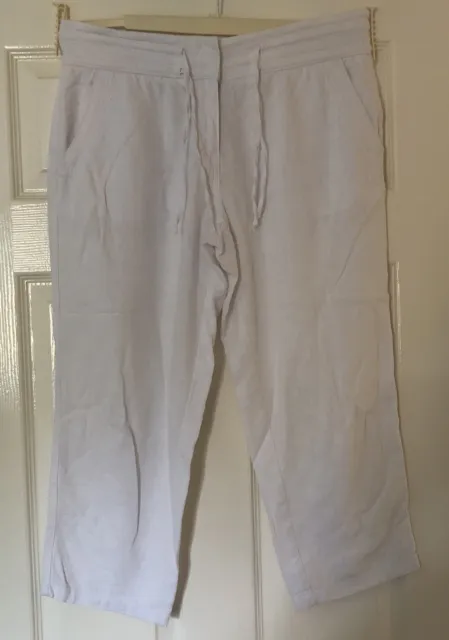 Next Linen Mix Cropped Trousers Size 12L