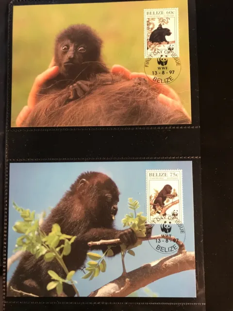 Belize 1997 Satz WWF Brüllaffe Maximumkarten