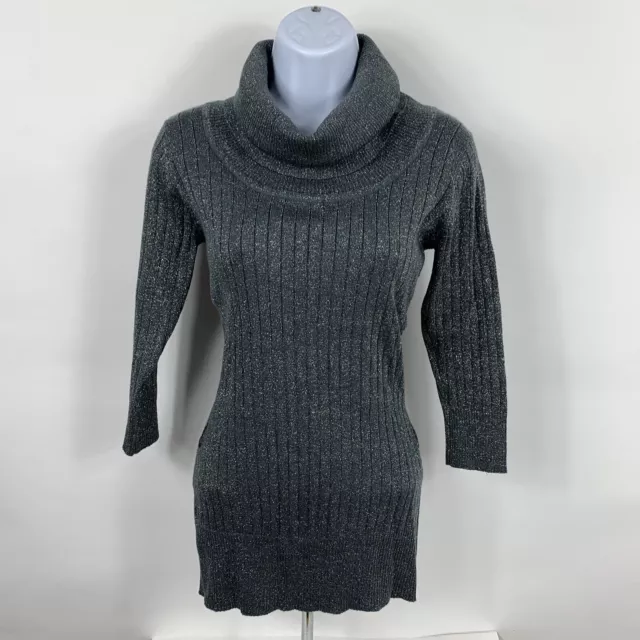 IZ Byer California Cowl Neck Sweater Women’s Size Small Gray Shimmer L/S Casual