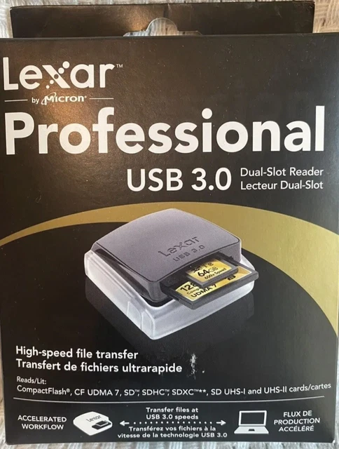 Lector de tarjetas de memoria Lexar Professional USB 3.0 de doble ranura LRW307URBNA