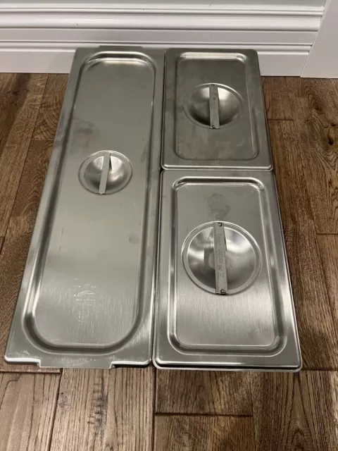 3 VOLLRATH  Super Pans II Stainless Steel pans With Lids  3 QTS 5.7 QTS