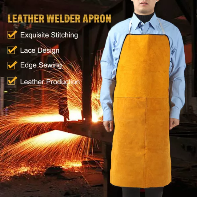 Leather Welder Apron Heavy Duty Flame Retardant Welding Work Protective Apron