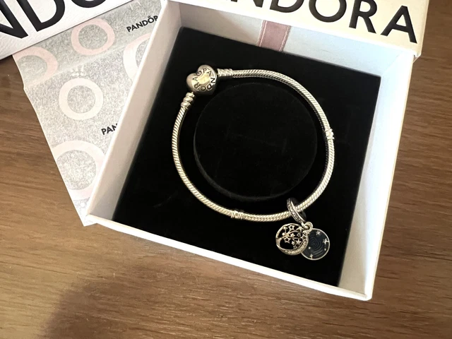 PANDORA Silver Love You to the Moon and Back Galaxy Charm Heart Clasp Bracelet