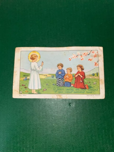 IMAGE PIEUSE SANTINI HOLY CARD CANIVET CHROMO COMMUNION Ange Jésus enfants