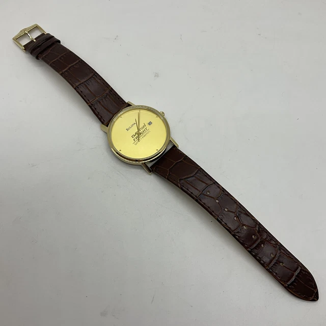 NEW BULOVA MEN S 97B100 Classic Gold Tone Stainless Brown Leather Band Watch EUR 135 83 PicClick IT