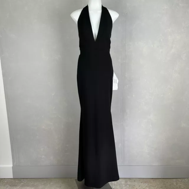 Dress the Population size XS Camden mermaid gown black maxi deep v-neck NWT