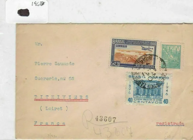 Brazil 1947 stamp cover Ref 9052