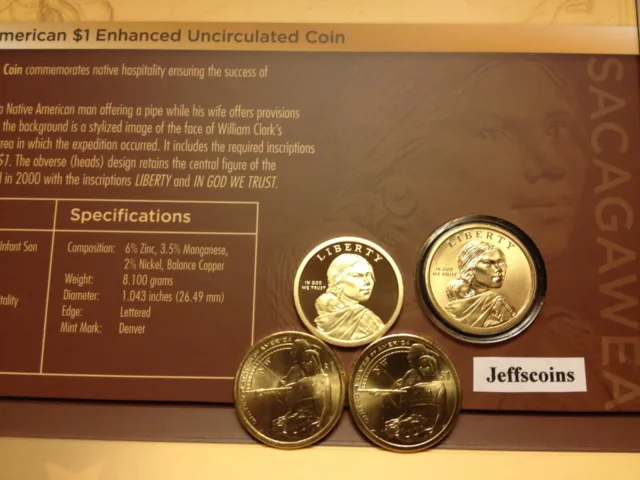 ✯ 2016 P D S S Sacagawea $1 Coin & Currency Set Native American Code Talker 16RA 3