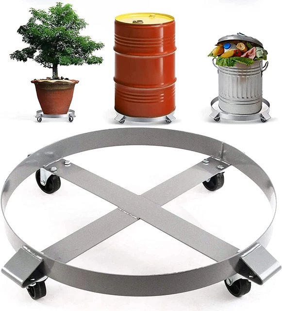 Heavy Duty Drum Dolly 1000 Pound - Trash Can Dolly 55 Gallon Swivel Casters Whee