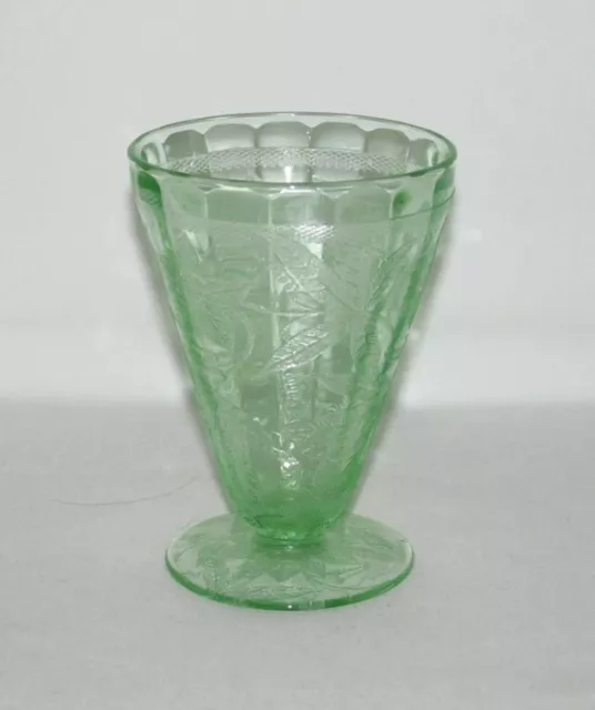 Jeannette Glass FLORAL Poinsettia Green Footed Juice Tumbler