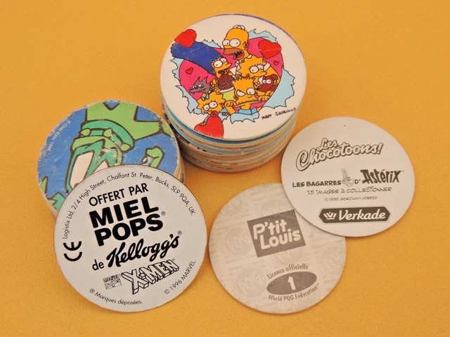 Lot De 100 Pogs - KINIS, SLAMMERS, DEGOMMERS - Collection Vintage