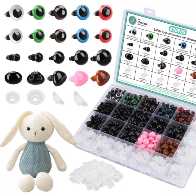 820Pcs Safety Eyes for Amigurumi-  Premium Safety Eyes and Noses for Crochet Ani