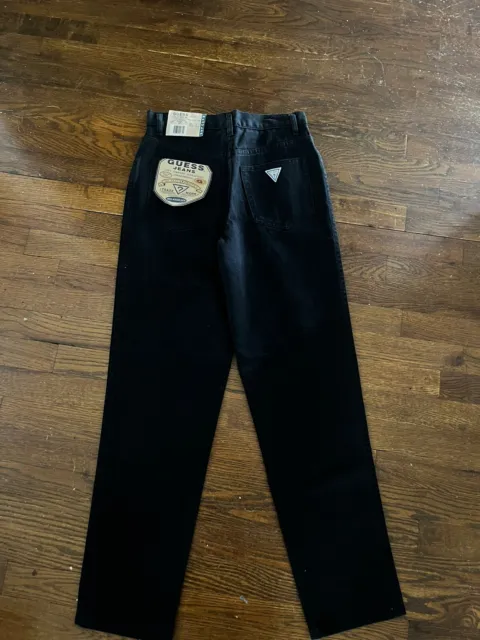 Vintage Guess Jeans Size 29 Waist Black High Rise Zipper Ankle Tapered 90s