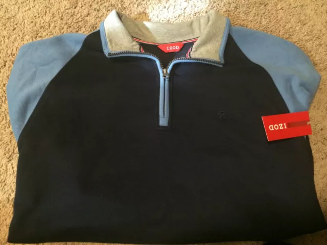 Izod Men's 14 Zip Sueded Fleece Pullover Blue MANY SIZES MSRP $60 NWT U47