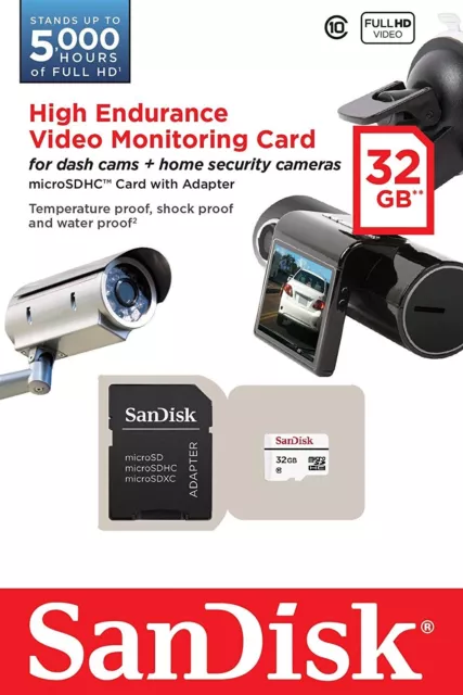 SanDisk 32GB High Endurance Micro SD SDHC Card for Video Monitoring,Class 10 -UK