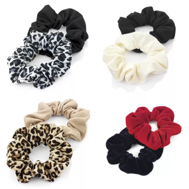 Pack of 2 Ladies Womens Girls Hair Scrunchies Elastics Hairband Bobbles Scrunchy