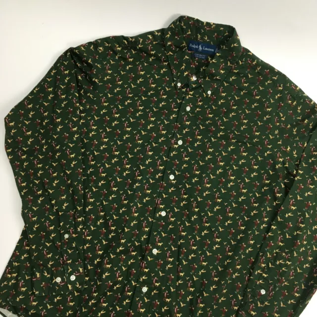 Vintage 90s Polo Ralph Lauren Duck Hunting Shirt Button Down Hunter Dog Men's XL