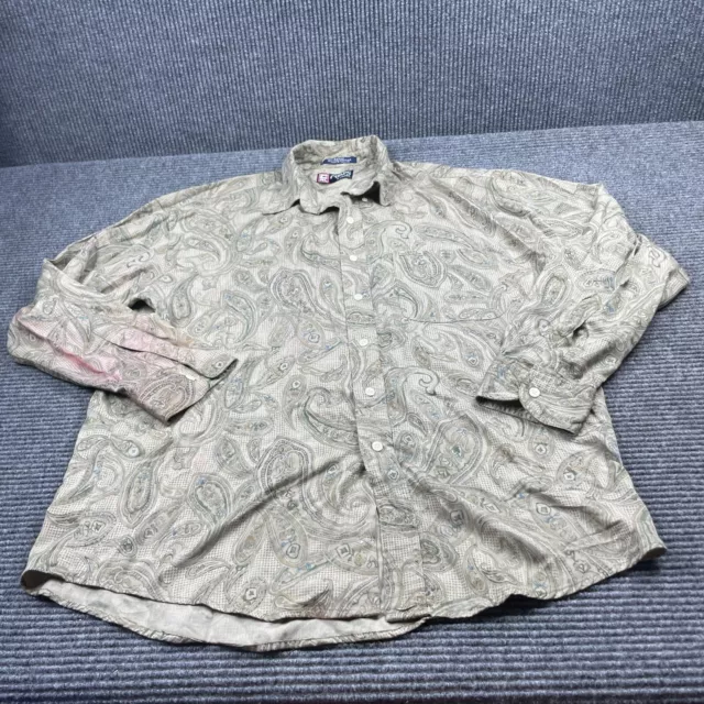 Vintage Chaps Ralph Lauren Mens Large Shirt Paisley Floral Button Up Down