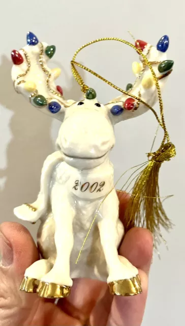 Lenox 2002 Annual Moose Christmas Ornament Moose Merriment