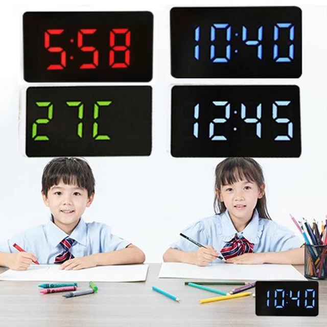 Smart Mirror LED Alarm Clock Light Digital Display Temperature Time Portable