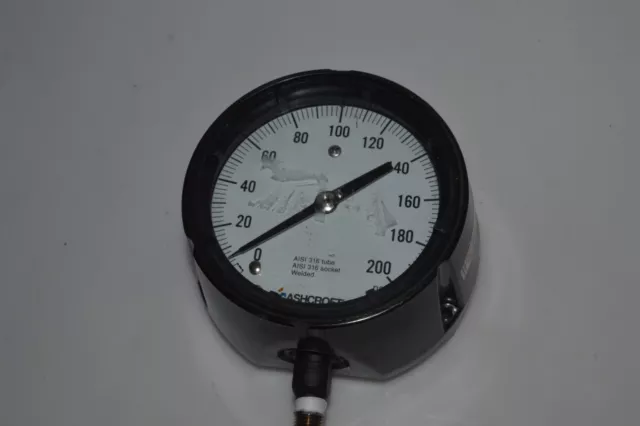 ^^ Ashcroft Duragauge Plus! Aisi 316 0-200 Psi Pressure Gauge (Cyn20)