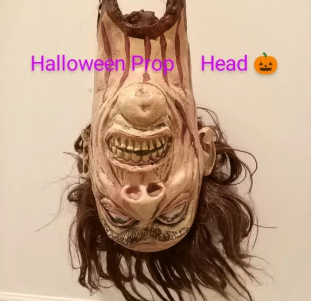 HALLOWEEN HEAD Graphic Severed Ghoul Zombie Head Hanging Prop Horror Decor