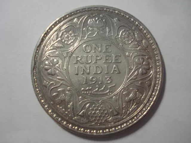 👀Deceased Estate India 1913 One Rupee Silver Coin Kgv High Grade Unc Rare Thus