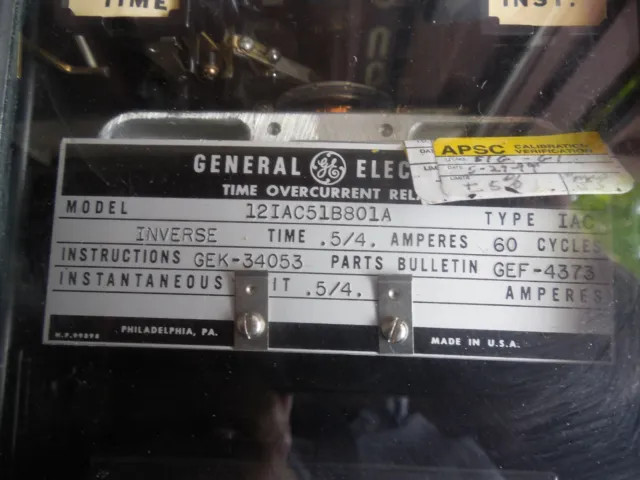General Electric Time Overcurrent Relay in case - 121AC51B801A - Guaranteed