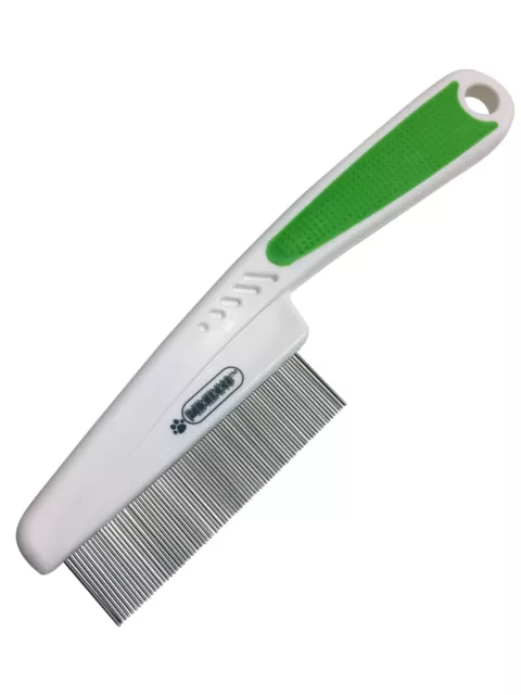 Pet Flea Comb Dogs Cats Grooming- Fine Spaced Metal Pins Remove Fleas, Flea Eggs
