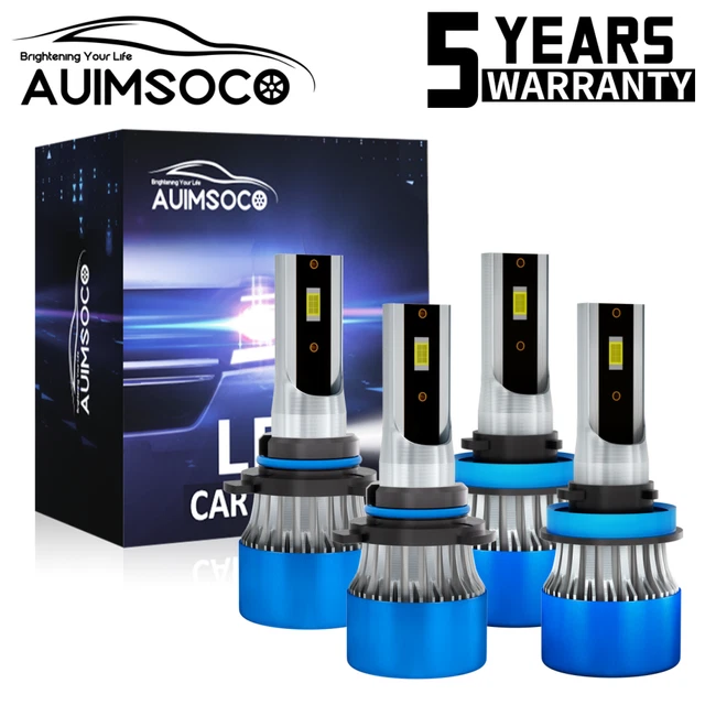 4x High Low Beam For JEEP Grand Cherokee 2011-2017 9005 H11 LED Headlight Bulbs Kit 600% Brighter 6000K White LED 9005/HB3 H8/H9/H11 Bulbs