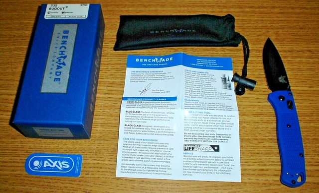 BenchMade 535 BugOut Folding Knife CPM-S30V Manual Blue Class S30V Blade USA NIB