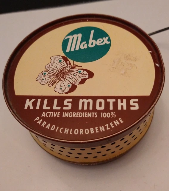 VINTAGE MABEX MOTH Killer Closet Hanger Poison Advertising Tin