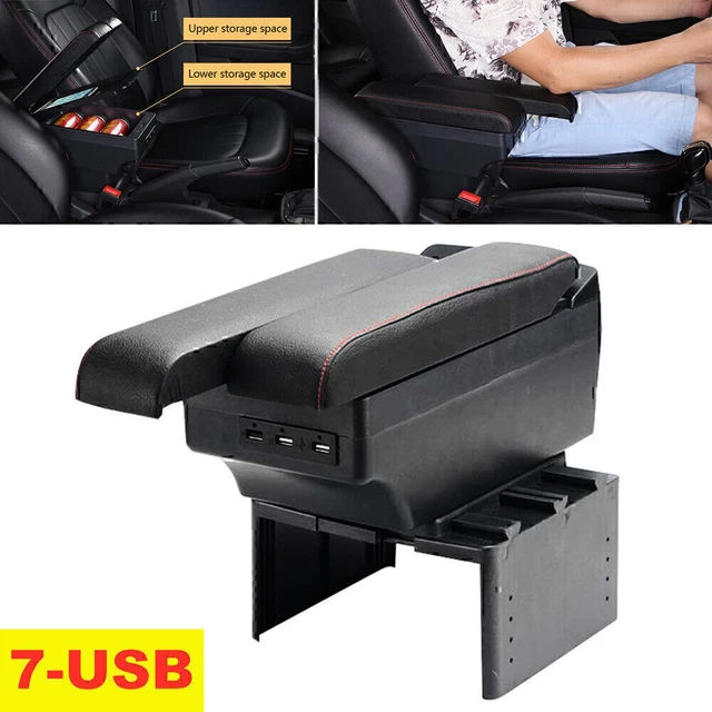 Universal Car Telescopic Panel 2 Layer Storage 7-USB Charge Central Armrest Box