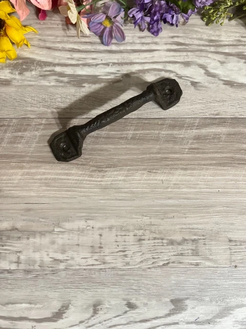 LARGE Heavy Duty Cast Iron Door Antique Fancy Pull Handle Rustic Gate,shed Barn.