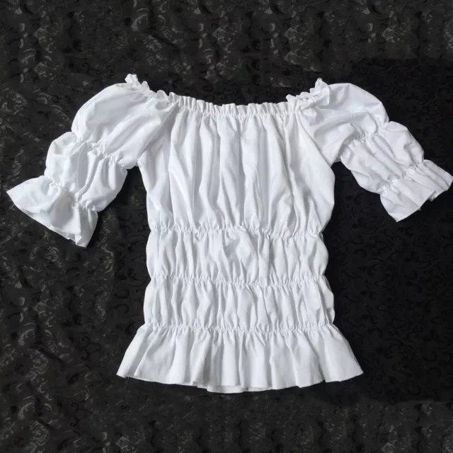 Women's Victorian White Vintage Lolita Blouse Shirt Top Reenactment Fancy Dress