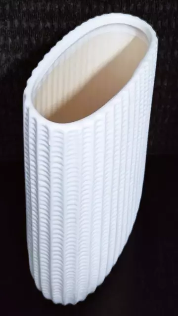 Urban Trends Ceramic Oval Vase Bended Rim Mouth Pressed Pattern Design #51429 3