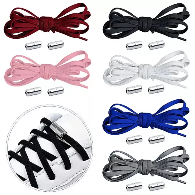 No Tie Elastic Shoe Laces for Trainers Adults & Kids Shoelace with Metal Buckles