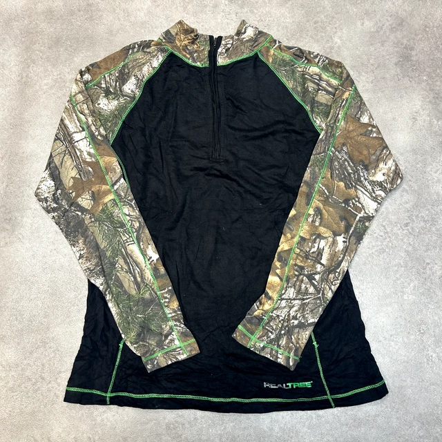 REAL TREE CAMOUFLAGE Sweatshirt Mens Medium 1/4 Quarter Zip Hunting