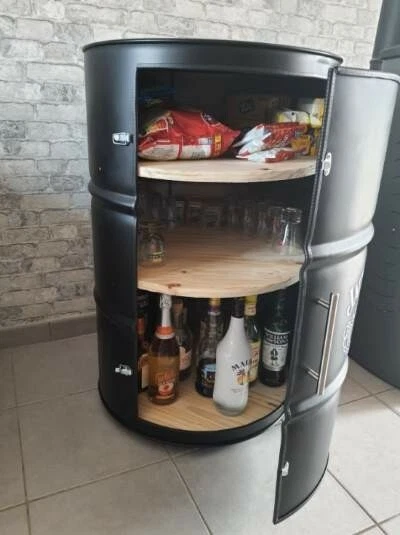 Baril Jack Daniel's 200L – Décoration Noir Mat & Blanc – Table D'appoint