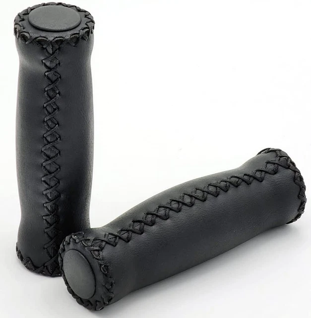 Vinyl Leather Grips - Black, for 7/8" Handle Bars of Beach Cruiser Bikes Vinyl Leather Grips - Black, for 7/8" Handle Bars of Beach Cruiser Bikes