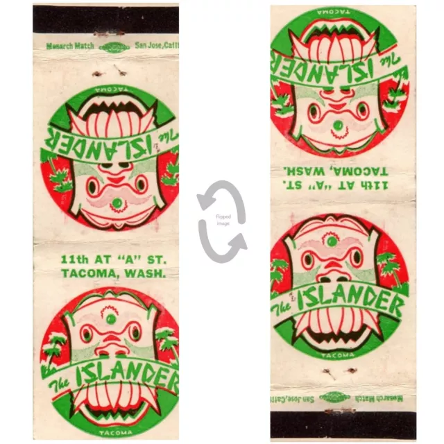 Vintage Matchbook Cover The Islander Restaurant Tacoma Washington 1950s Tiki Bar