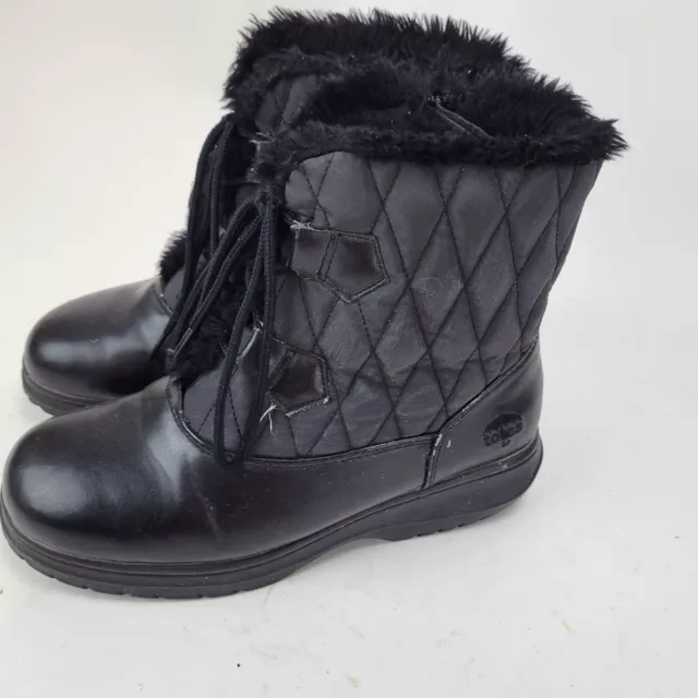 Totes Winter Boots Catskill Black Women's Size 7 M Faux Fur Lined Quilted
