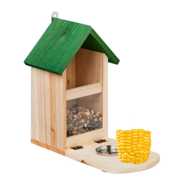 Tidyard Eichhörnchen Futterhaus Aus Tannenholz, 4er-Set – Mit Klappdach, 12x23x17,5 Cm, Einfach Aufzuhängen