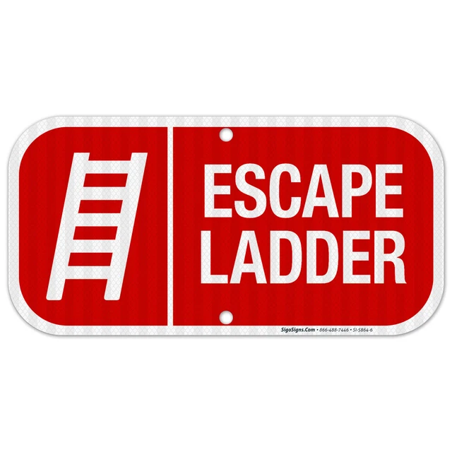 ESCAPE LADDER SIGN, Fire Safety Sign, 13.99 PicClick