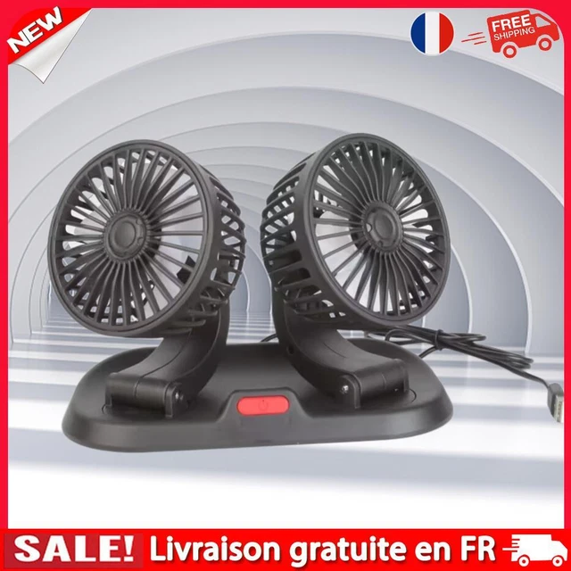 HueLiv Ventilateur Voiture Puissant 12V - Réglable Silencieux Avec Ventouse, Refroidissement Été