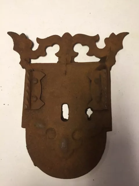 Early Large Hand-forged Iron 2-Keyhole Escutcheon from Trunk or Chest ~ HW86