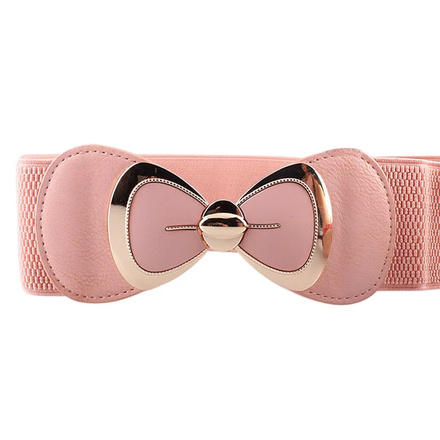 US Women Stretch Buckle Waist Belt Bow Knot Wide Elastic Cinch Corset Waistband