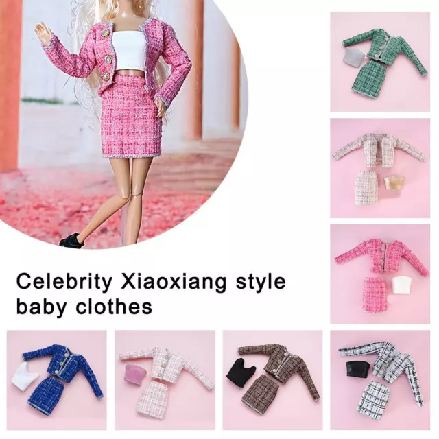 Fashion Hot Pink Plaid 1/6 Doll Clothes Outfits Set 11" Dolls Accessories Toy,